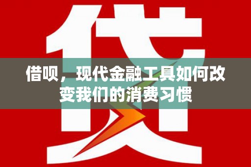 革吉借呗，现代金融工具如何改变我们的消费习惯