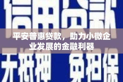 革吉平安普惠贷款，助力小微企业发展的金融利器