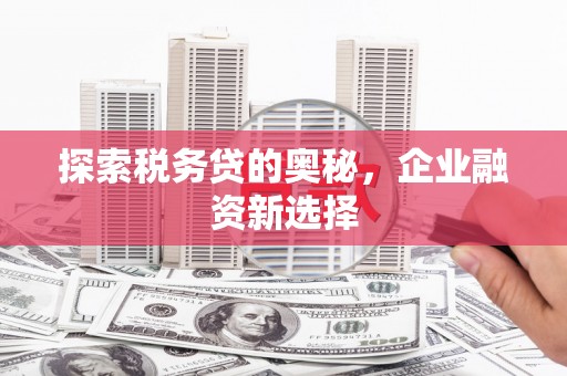 革吉探索税务贷的奥秘，企业融资新选择